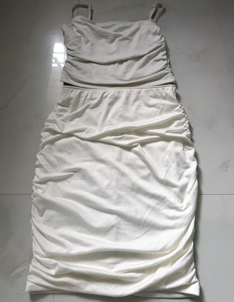 White Ruched Co-ord Set