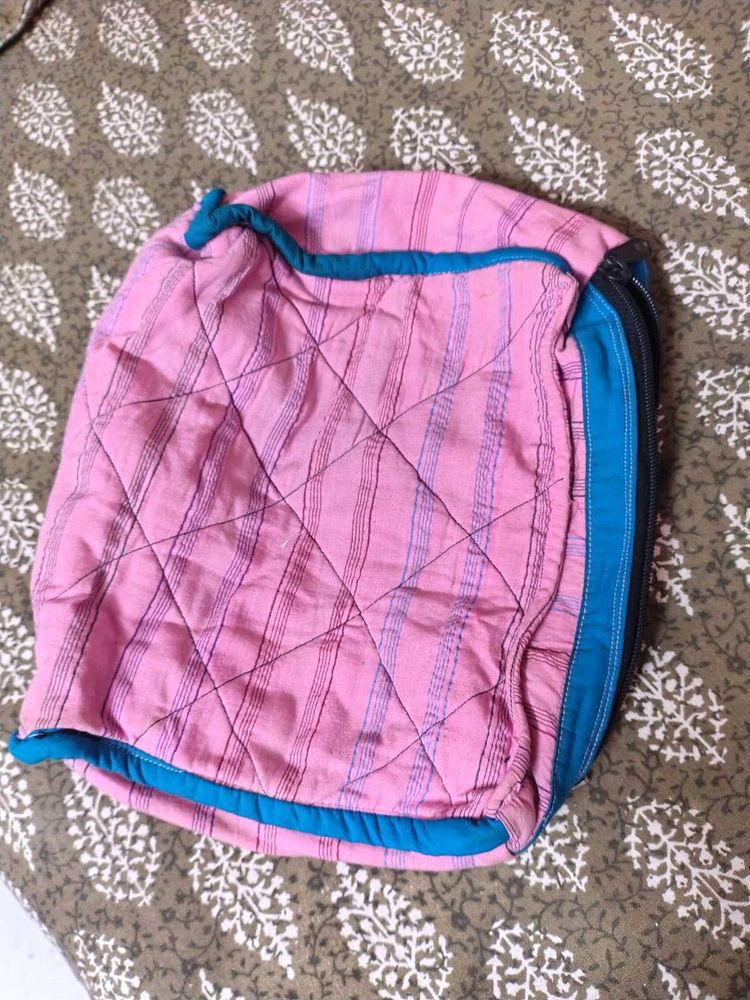 Quilted Pink Stripe Pouch
