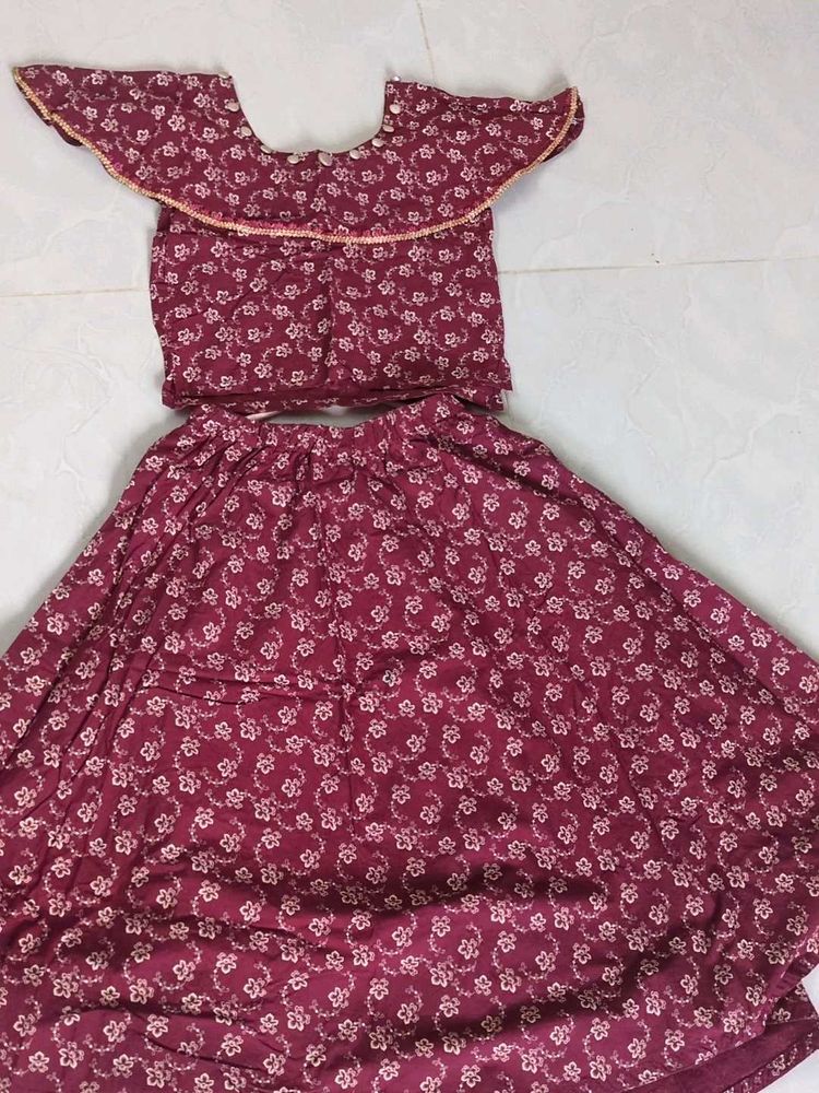 Maroon Floral Print Lehenga Choli Set