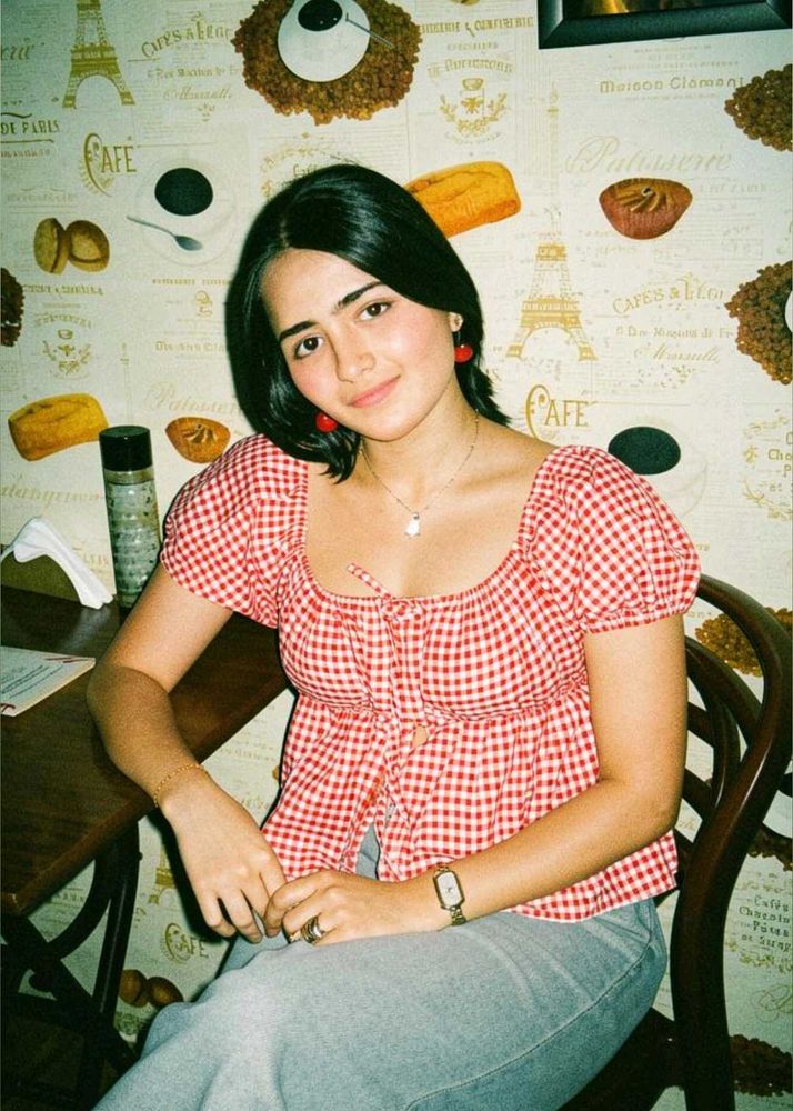 Red and White Korean styled Gingham Top