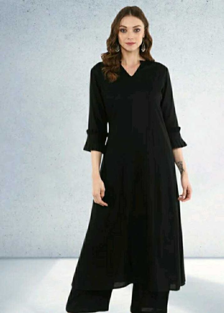 IDALIA Elegant  3 Black A- Line Kurta Set