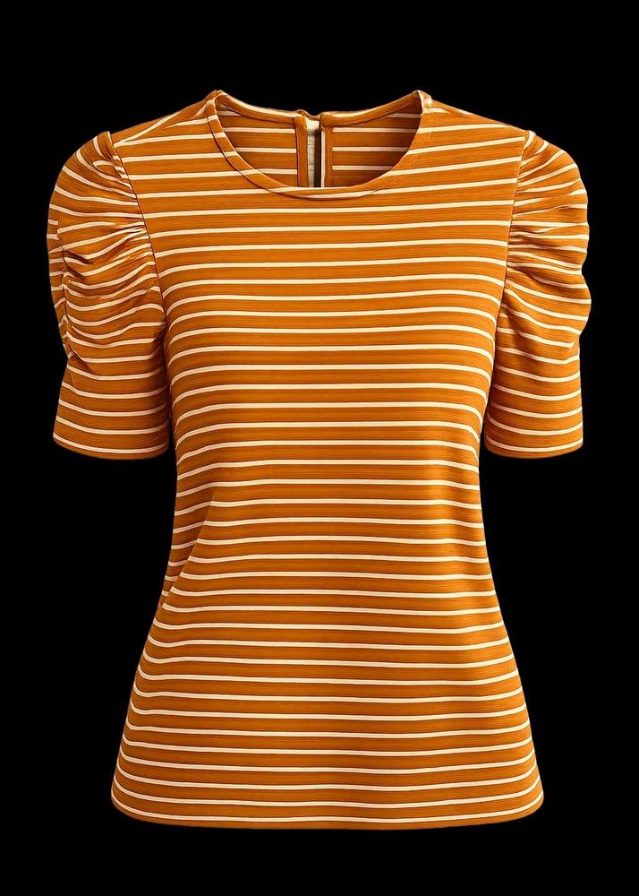 Striped Puff Sleeve Top
