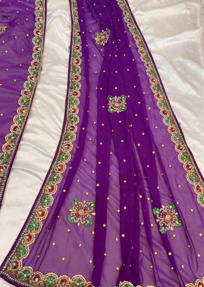 Beautiful Embellished Purple Dupatta