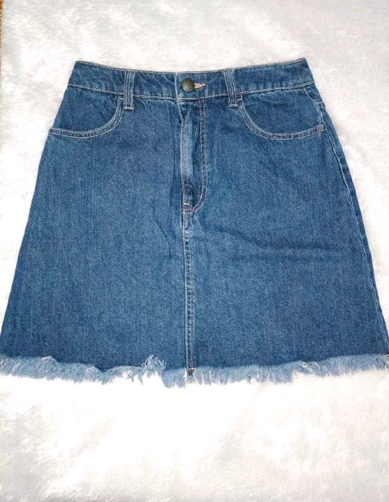 Blue Denim A-Line Mini Skirt