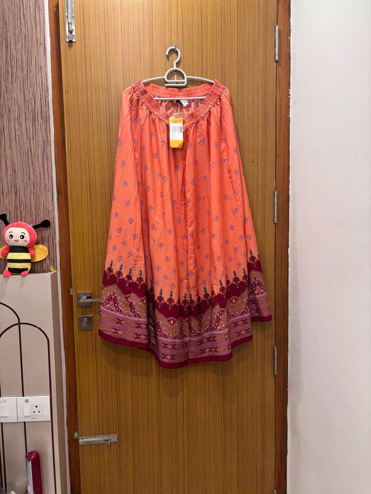🆕 “Aurelia” peach Ethnic Printed Skirt