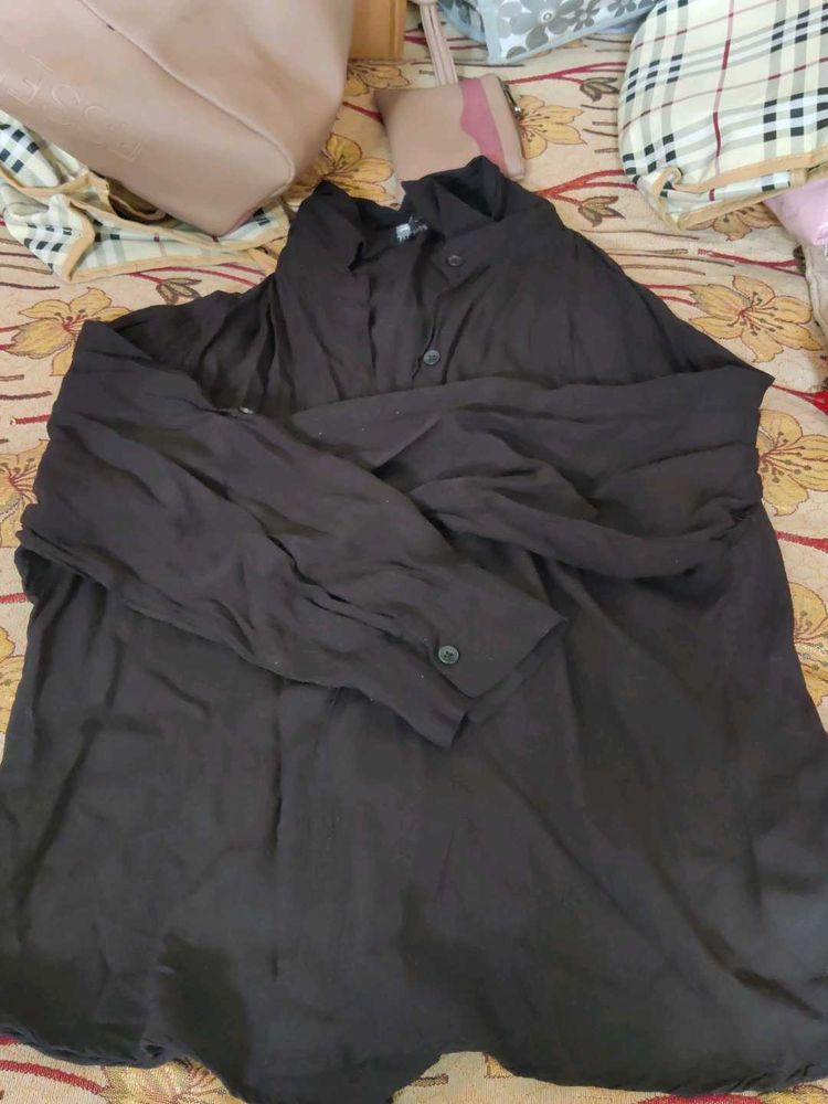 Black Long Sleeve Button-Down
