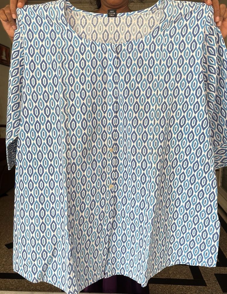 Blue Geometric Print Kurta