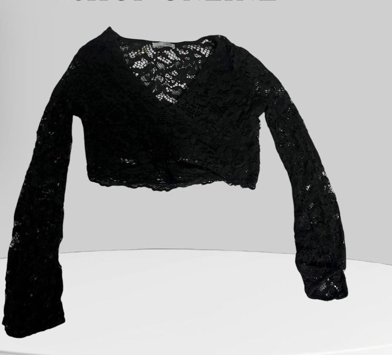 Black Lace Long Sleeve Top