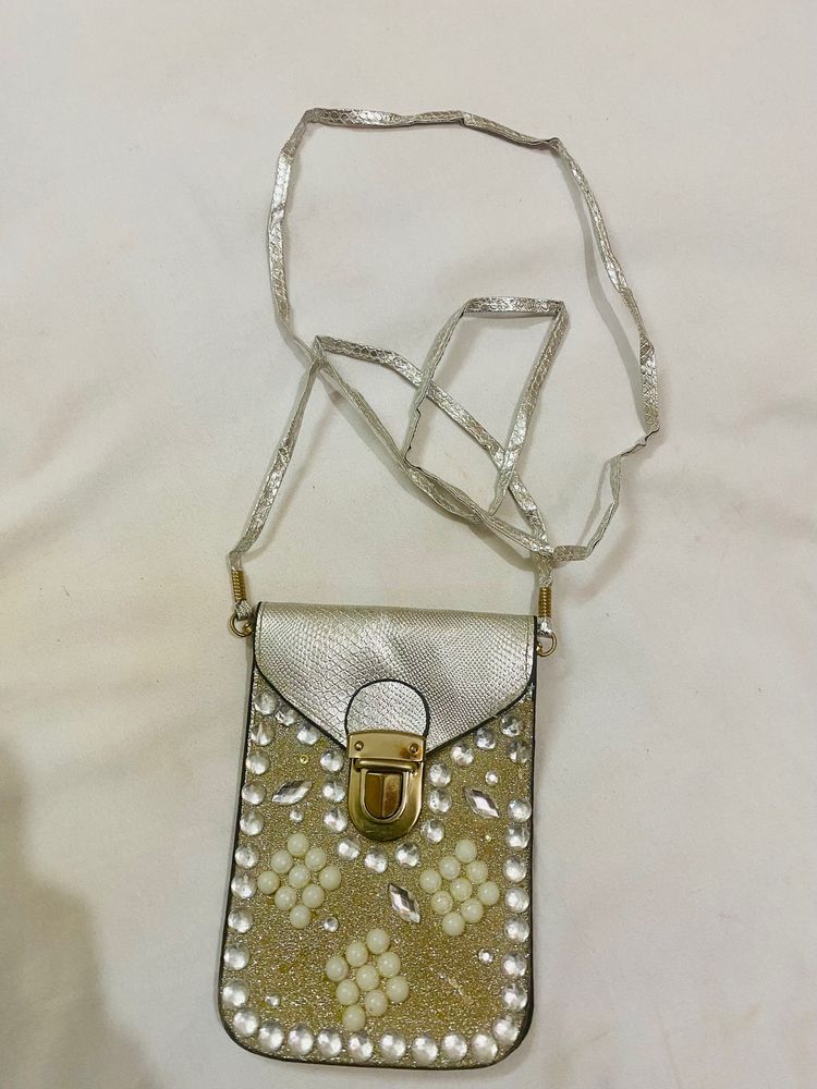 Embellished Mobile Pouch Sling Bag