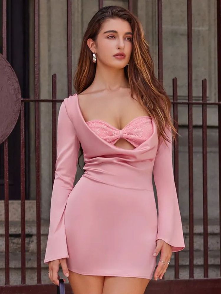 Satin Pink Mini Dress
