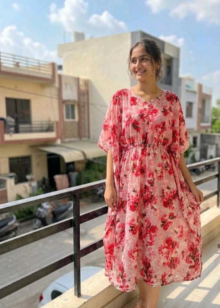 Floral Print Kaftan Dress