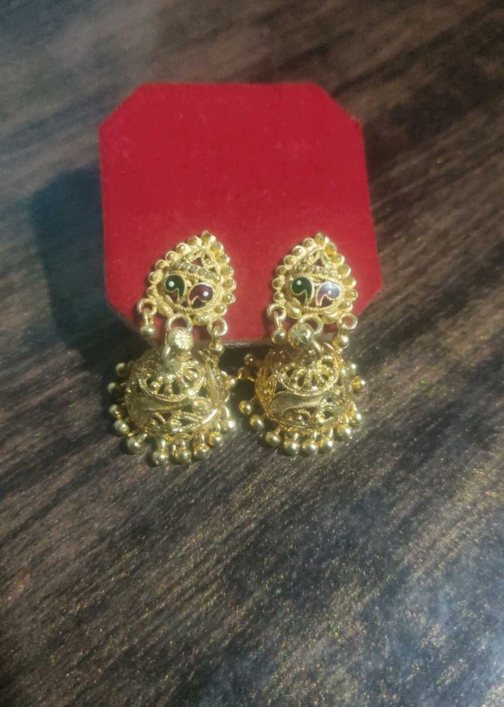 Gold Jhumka Earrings