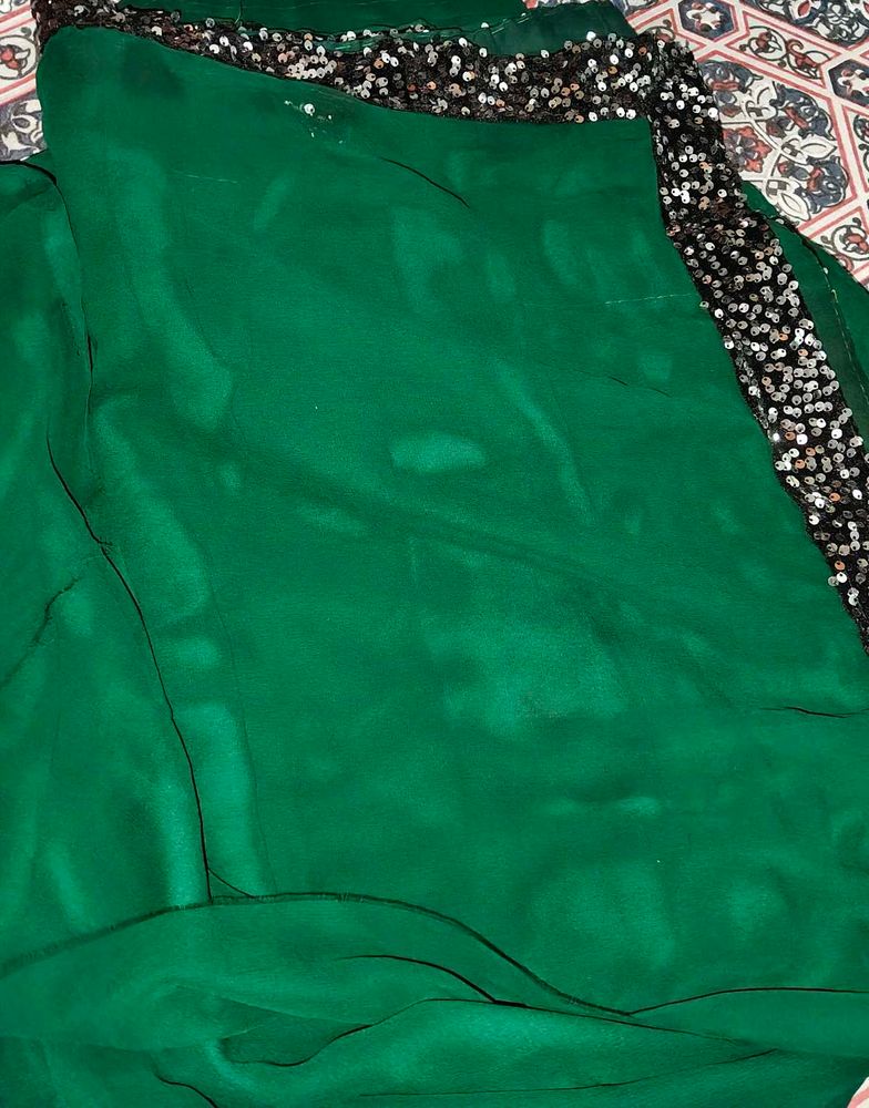 Emerald Green Sequin Saree