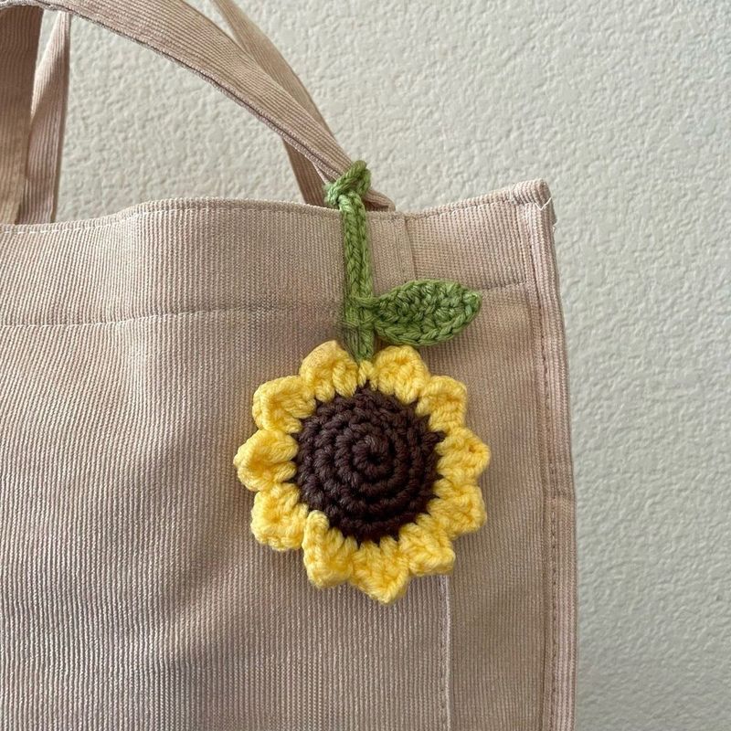 Sunflower Bag Charm | Handmade Crochet