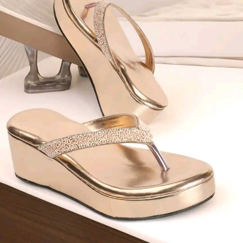 women embellished wedge heel sandals
