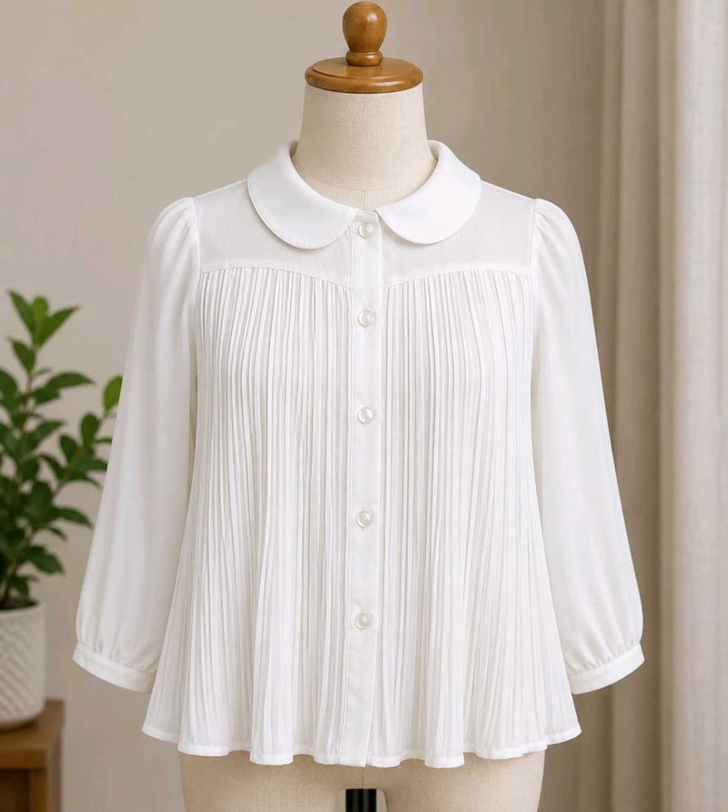 Elegant White Pleated formal tops for 2 to 4 years