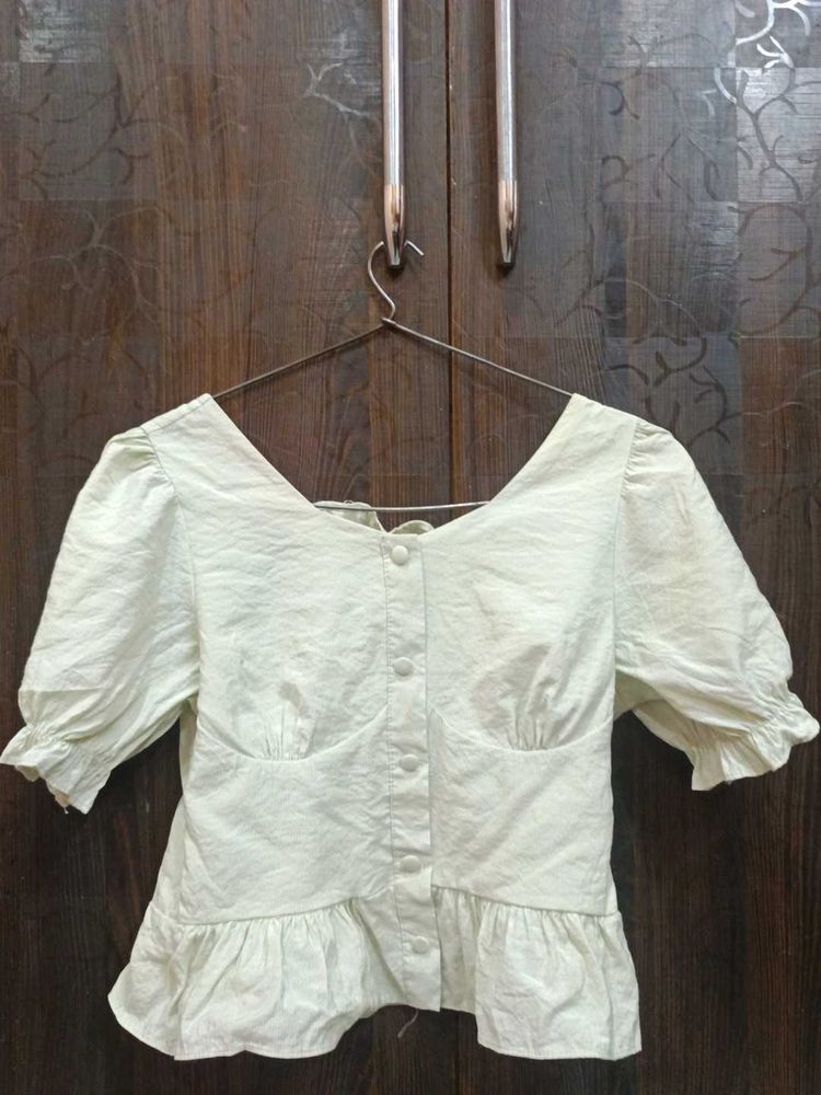 Chic Puff Sleeve Ruffle Peplum Top