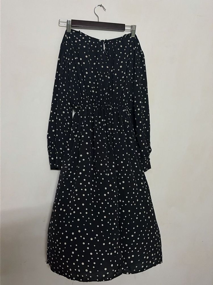 Black Polka Dot Midi Dress