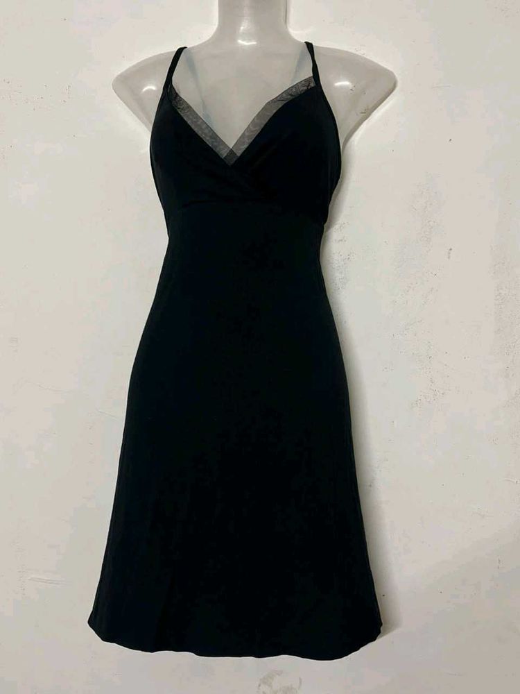 branded Chic Black Mini Dress adjustable strips