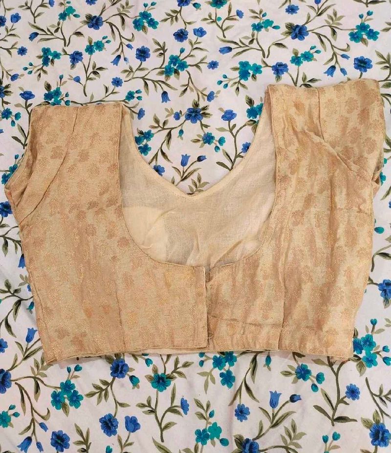 Elegant Beige Brocade Blouse