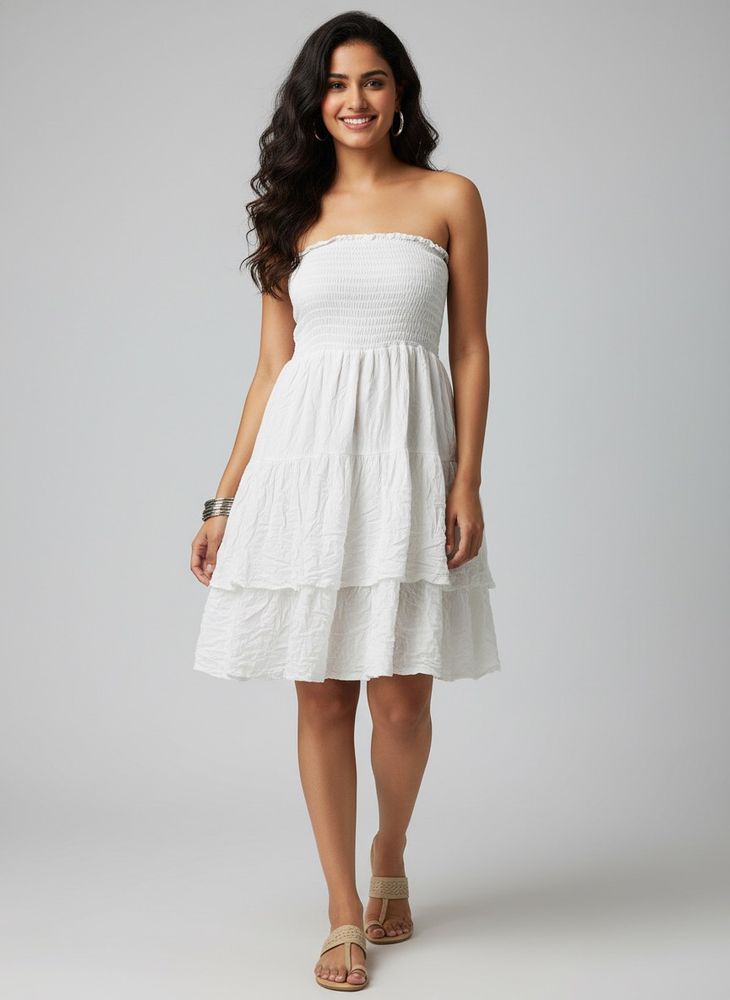 Tiered White Tube Dress/skirt