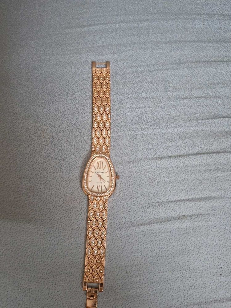 Elegant Rose Gold Watch with Crystals