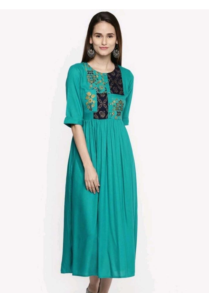 Teal Anarkali Kurta- M 🦚