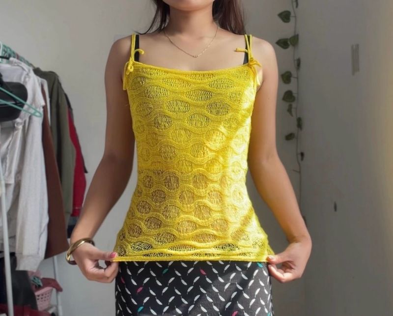 Bright Yellow Lace Cami Top