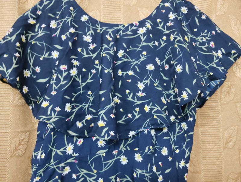 Daisy Print Navy Dress