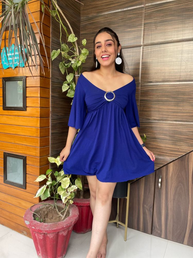 Royal Blue Off-Shoulder Mini Dress
