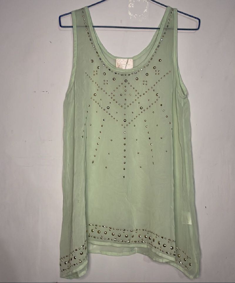 Mint Green Embellished Tank