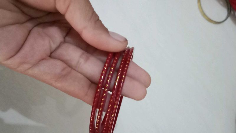 Vibrant Red Glass Bangles