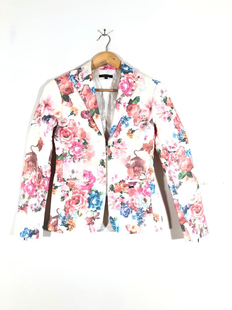 White Floral Printed Blazer (Women’s)