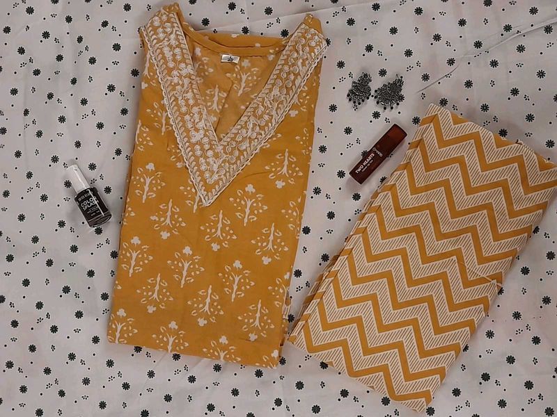 Ethnic Kurta Set - Mustard &amp; White💛🍯