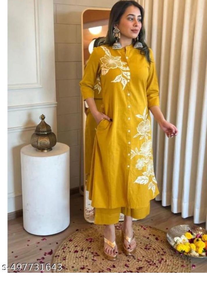 Yellow Kurta Set with Floral Print