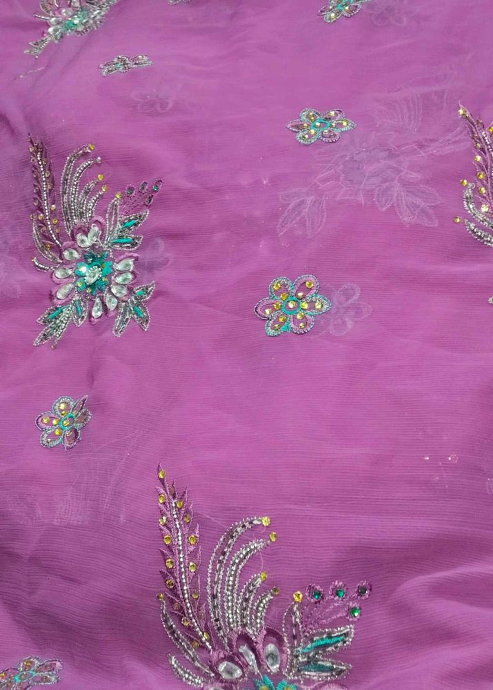 Embroidered Purple Saree