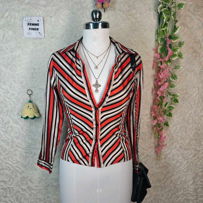 Chic Striped Button-Up Blouse