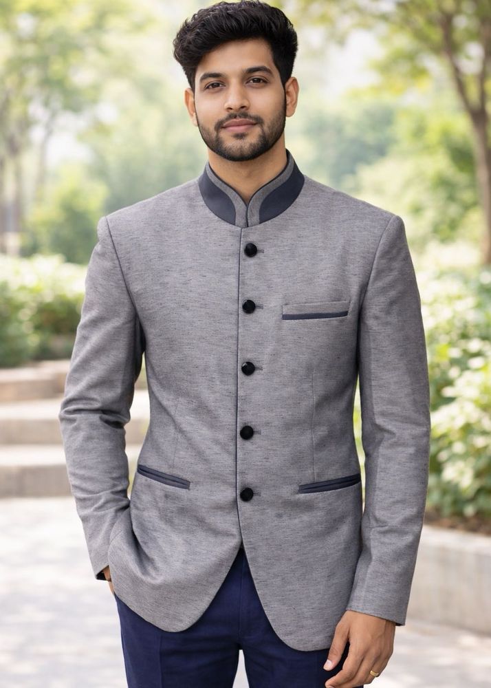 Men's Grey Bandh gala Jacket/ coat