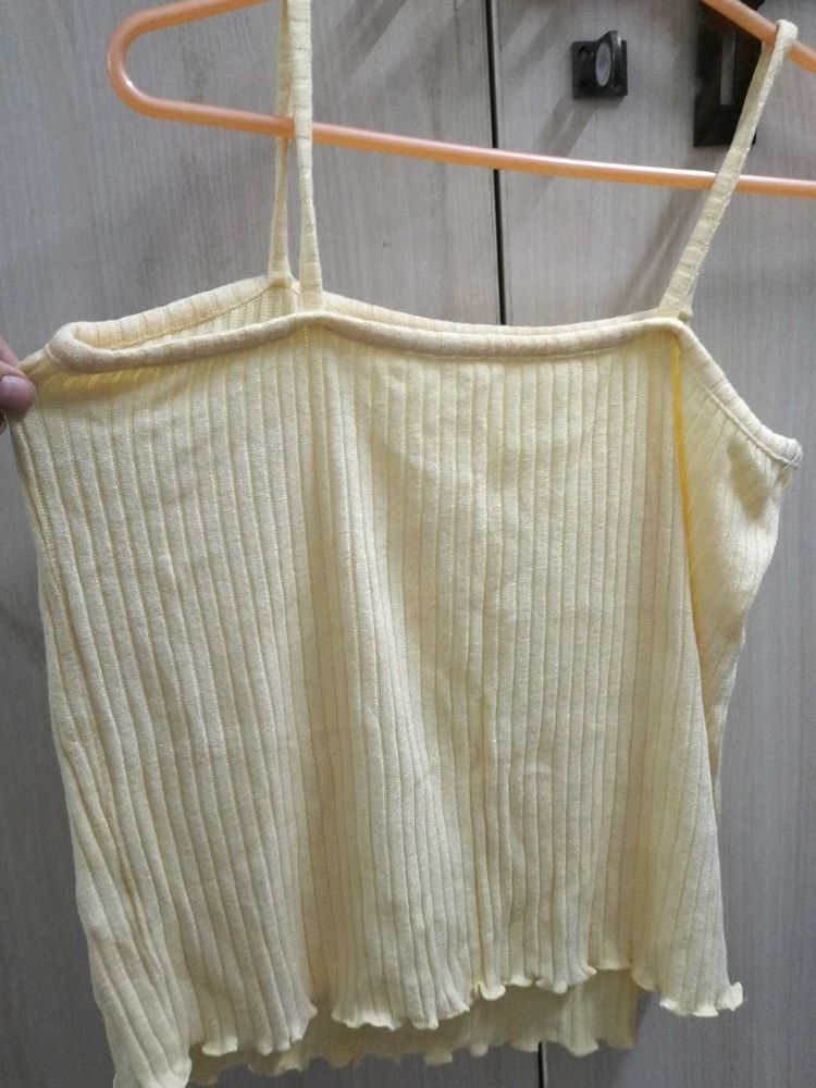 Ribbed Spaghetti Strap Crop Top