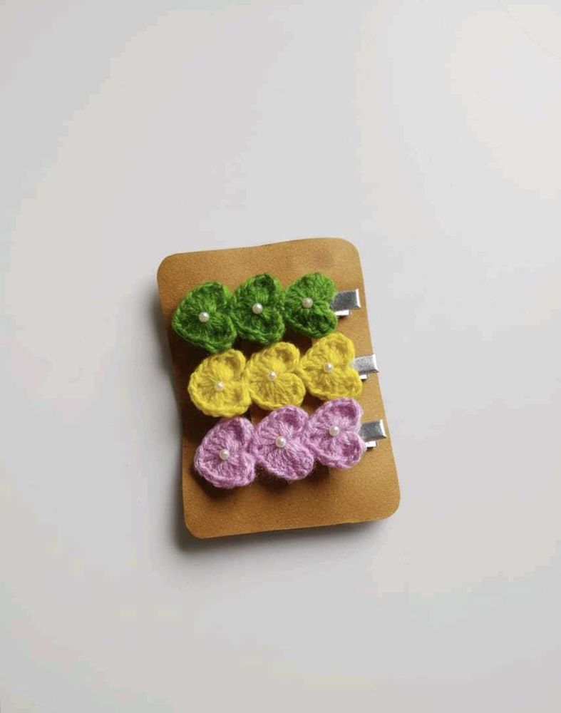 Crochet Heart Hair Clips (Set of 3)