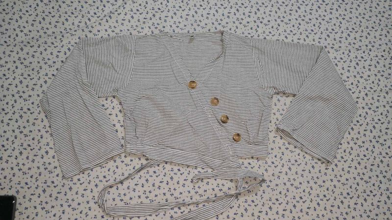 Striped Wrap Cropped Top