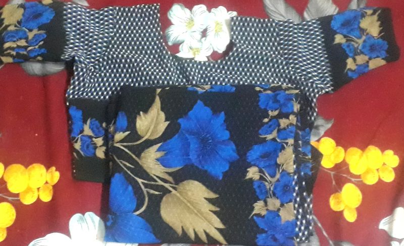 🇰🇷Vibrant Floral Saree Blouse Set