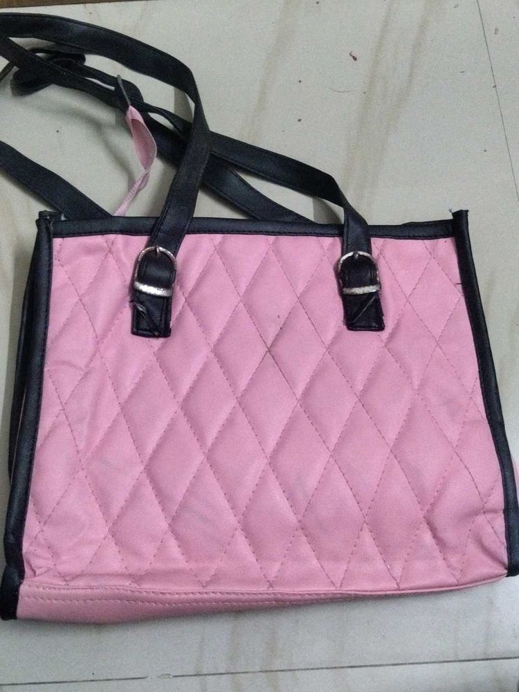 Quilted Pink &amp; Black Handbag