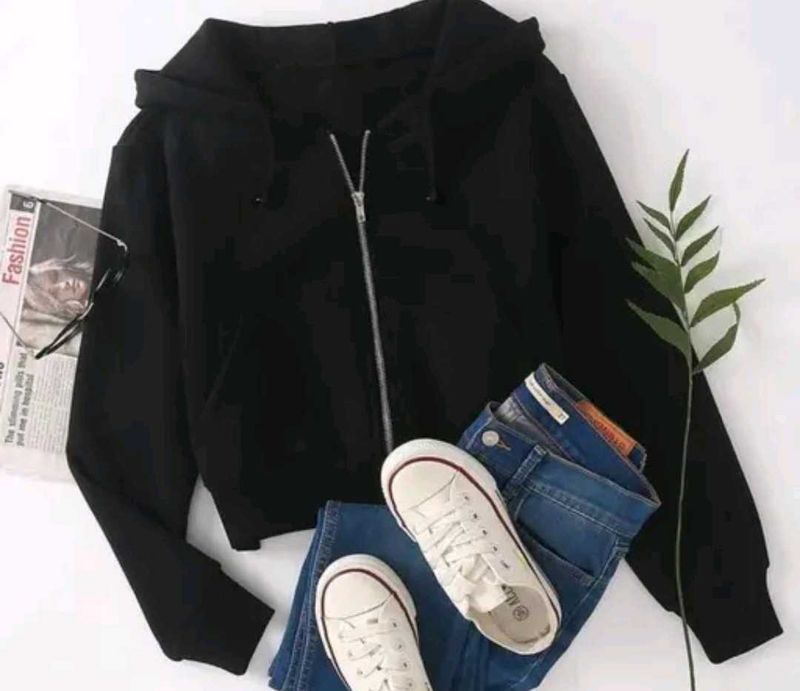 Black Zip-Up Hoodie Jacket