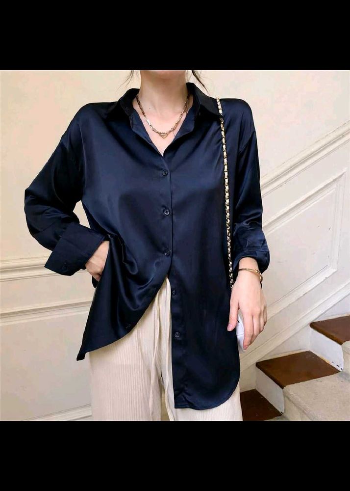 Elegant Satin Button-Up Shirt