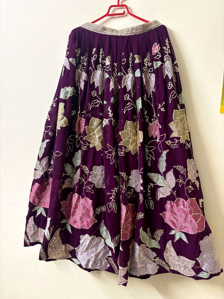 Purple Floral Embroidered Lehenga with dupatta