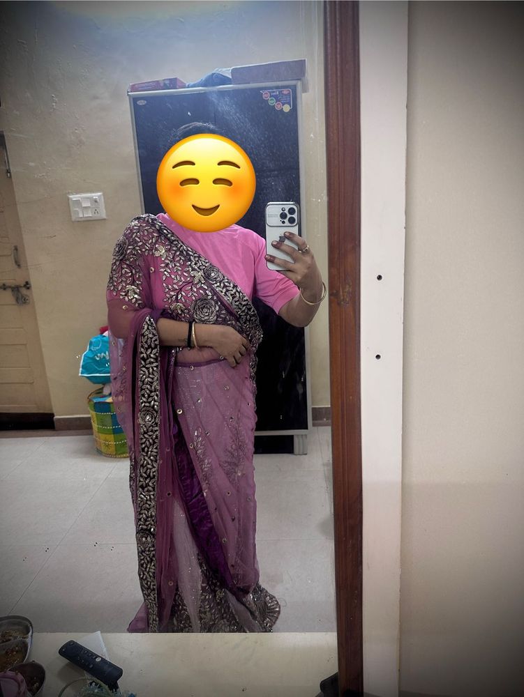 Beautiful Embellished Lavender Saree