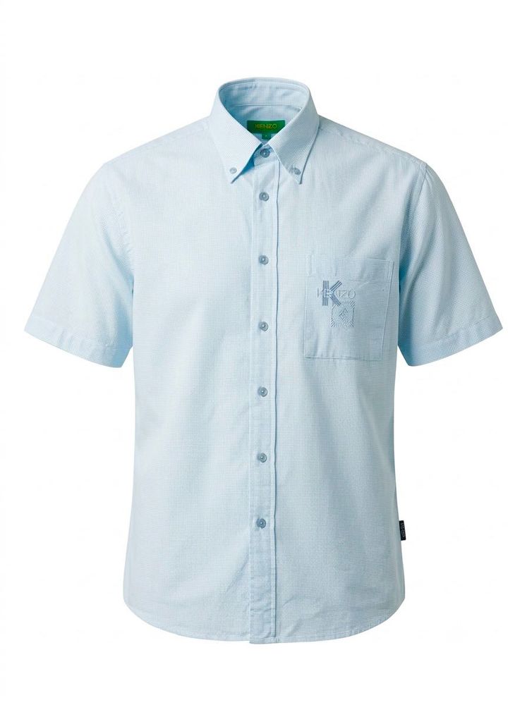 Kenzo Light Blue Short Sleeve Button-Up Shirt