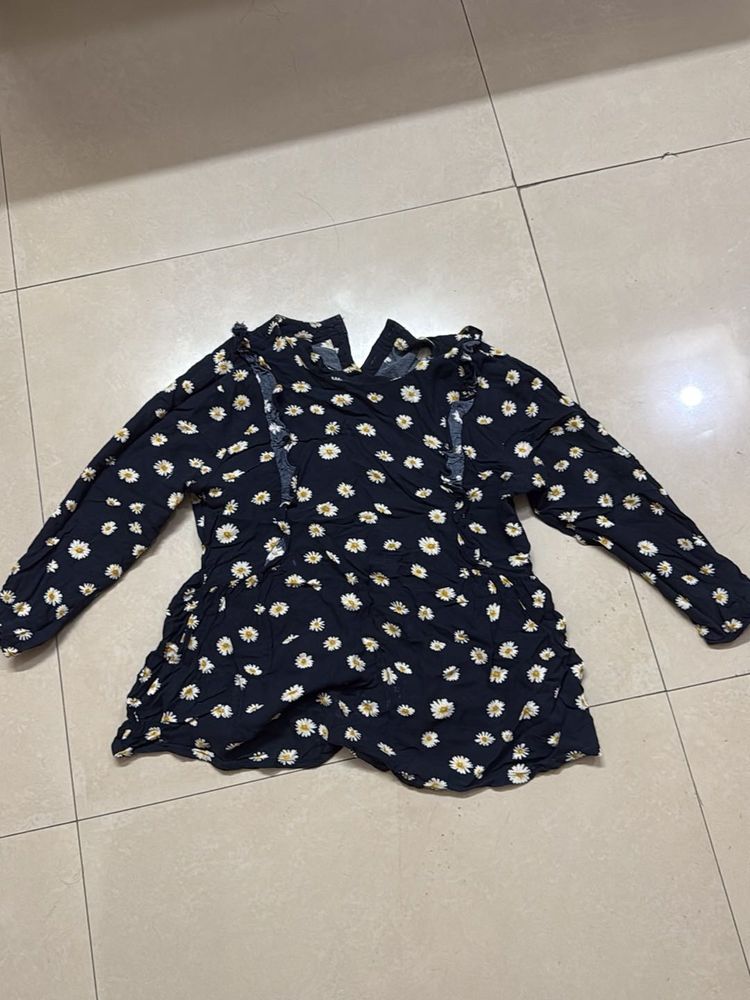 Flared Navy Blue Top