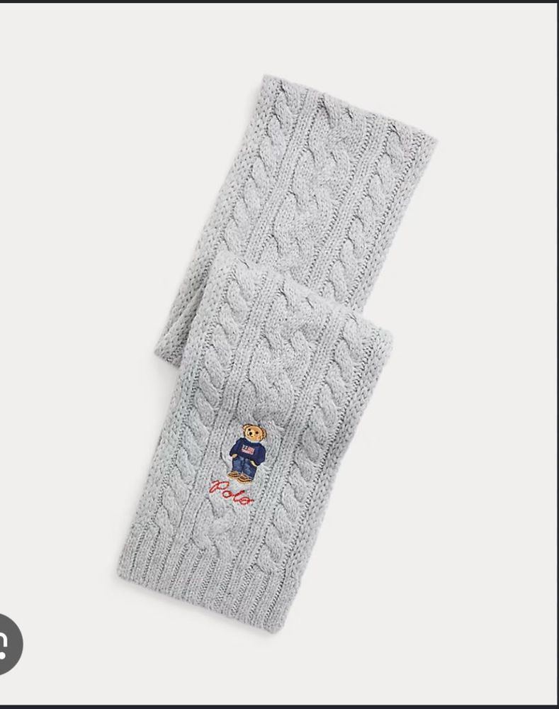 Polo Bear Cable Knit Scarf